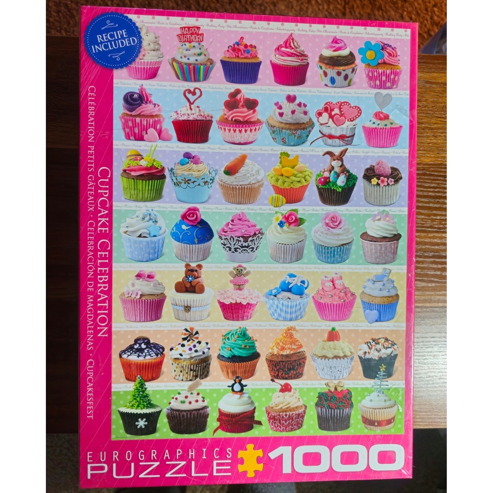 Eurographics Cupcake Celebration 1000 Piece Jigsaw Puzzle Recipe Included NEW